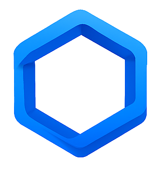 Icône hexagonale bleue représentant une architecture digitale solide et évolutive conçue par l’agence Wonster