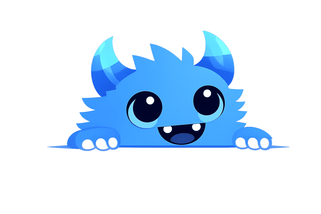 Mascotte Woni de l’agence Wonster souriante