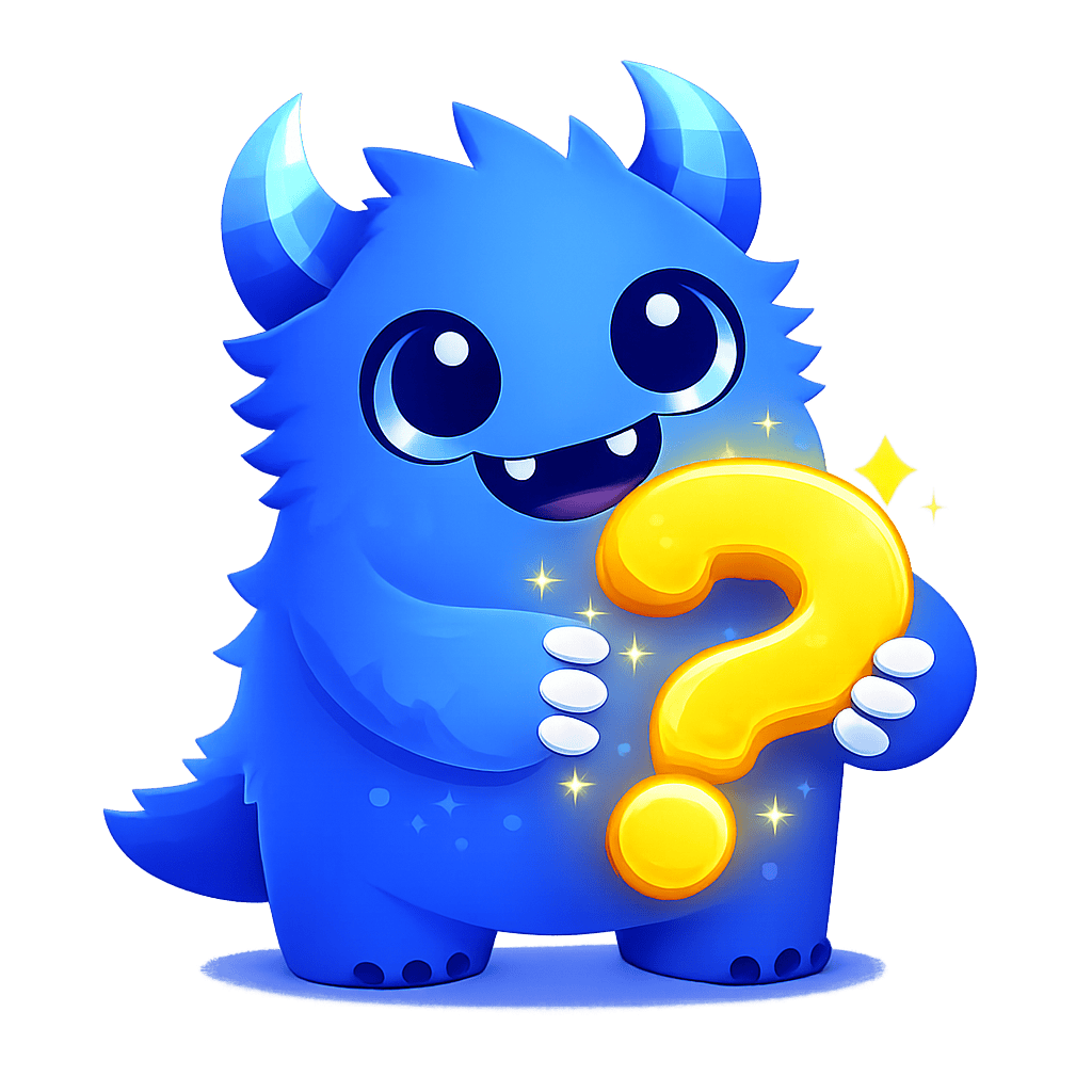Mascotte Woni tenant un point d’interrogation pour illustrer les questions des entreprises sur leur site WordPress, leur SEO et leur stratégie digitale